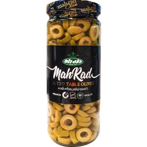 زیتون سبز اسلایس شیشه 500 گرمی مهراد