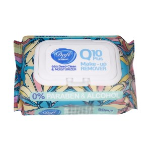 دستمال مرطوب پاک کننده ارایش Q10 گلدار درب دار دافی