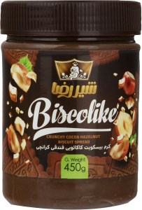 کرم بیسکوئیت فندقی و کرانچی 450 گ شیر رضا