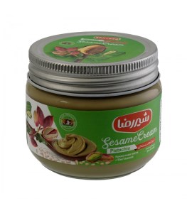 کرم کنجد پسته شیشه 200گ شیررضا